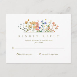 Summer Wildblume Boho Wedding RSVP Postkarte