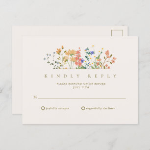 Summer Wildblume Boho Wedding RSVP Postkarte