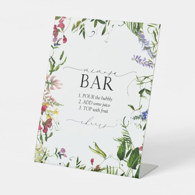 Summer Wildblume Brautparty Mimosa Bar Sockelschild