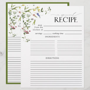 Summer Wildblume Brautparty Rezept Binder Page