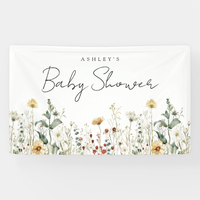 Summer Wildblume Field Baby Dusche Banner (Horizontal)