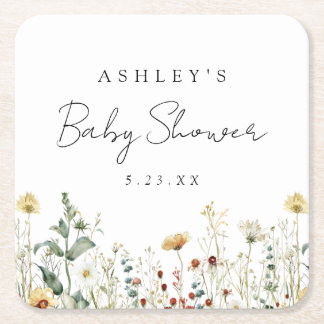 Summer Wildblume Field Baby Dusche Rechteckiger Pappuntersetzer