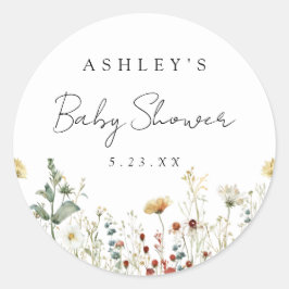 Summer Wildblume Field Baby Dusche Runder Aufkleber