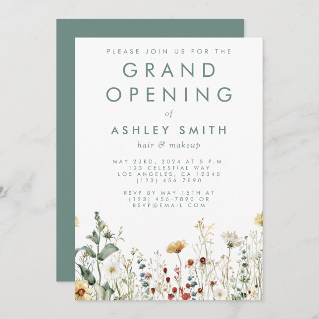 Summer Wildblume Field Grand Opening Einladung (Vorne/Hinten)