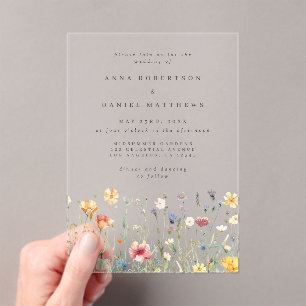 Summer Wildblume Garden Wedding Acryleinladungen