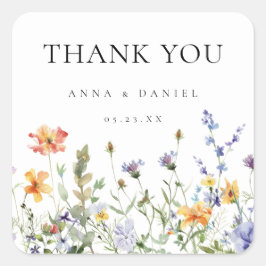 Summer Wildblume Garden Wedding Danke Quadratischer Aufkleber