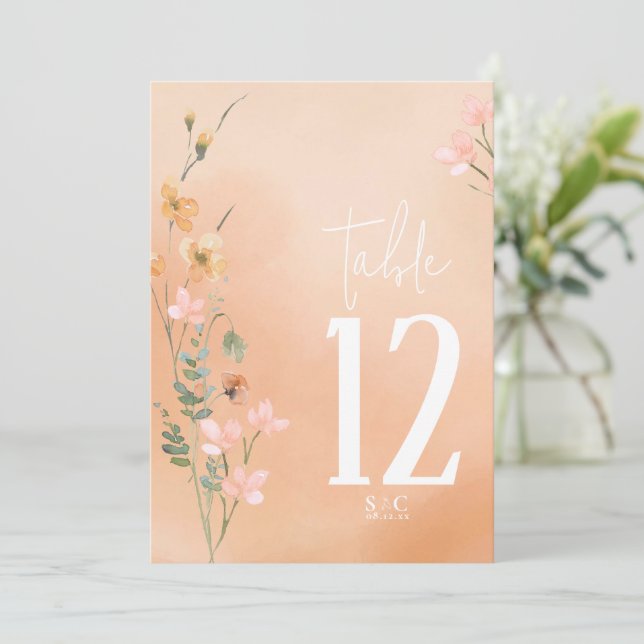 Summer Wildblume Tischnummer V2 Apricot ID1023 (Stehend Vorderseite)