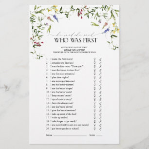 Summer Wildblume Watercolor Brautparty Game