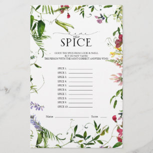 Summer Wildblume Watercolor Brautparty Game