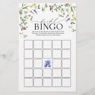 Summer Wildblume Watercolor Bridal Bingo Game