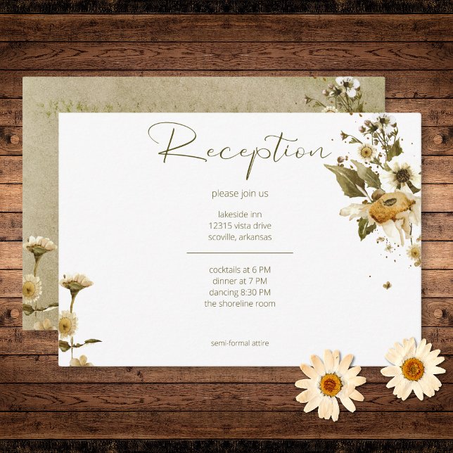 Summer Wildblumen & Daisies Empfang Hochzeit Begleitkarte (Summer Wildflowers & Daisies Reception Wedding Enclosure Card)