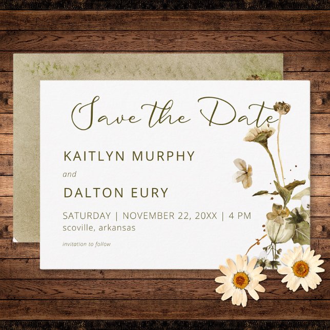 Summer Wildblumen & Daisies Save the Date Card (Summer Wildflowers & Daisies Save the Date Card)