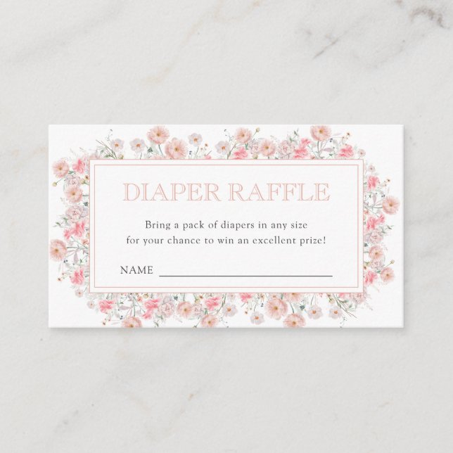 Summer Wildflower Baby Shower Diaper Raffle Begleitkarte (Vorderseite)