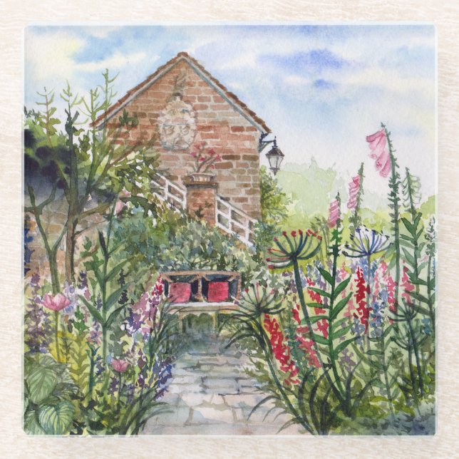 Summer Wildflower English Garden in York Glasuntersetzer (Vorderseite)