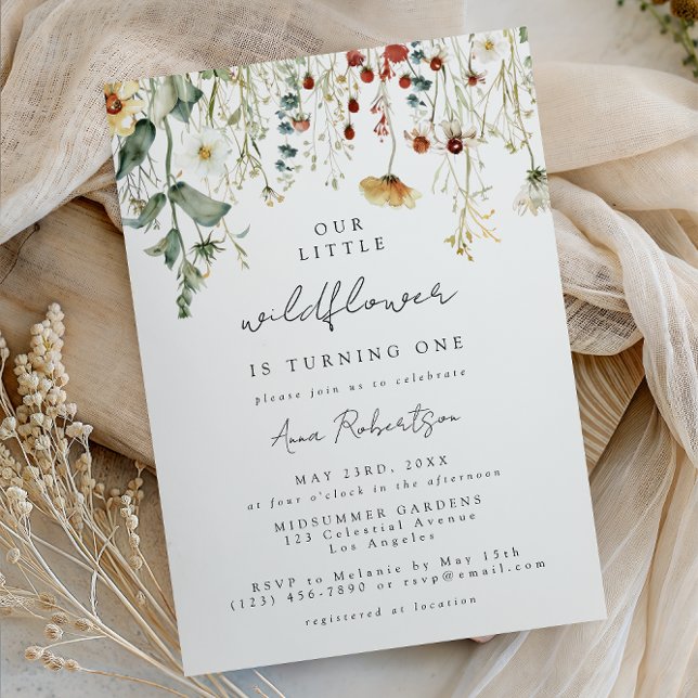 Summer Wildflower Field 1st Birthday Invitation Einladung (Von Creator hochgeladen)