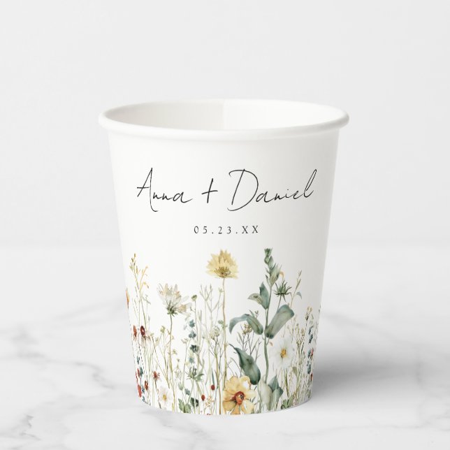 Summer Wildflower Field Wedding Pappbecher (Links)