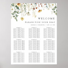 Summer Wildflower Field Wedding Seating Chart Poster