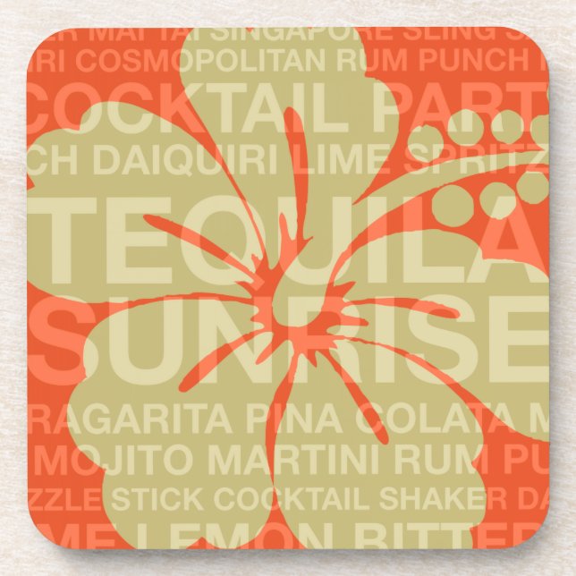 Summer Words Cocktails und Hibiskus-Untersetzer Untersetzer (Vorderseite)