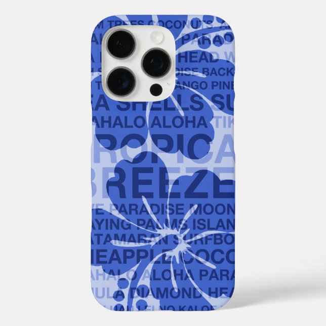 Summer Words Hawaiian Hibiskus Blue Case-Mate iPhone Hülle (Rückseite)