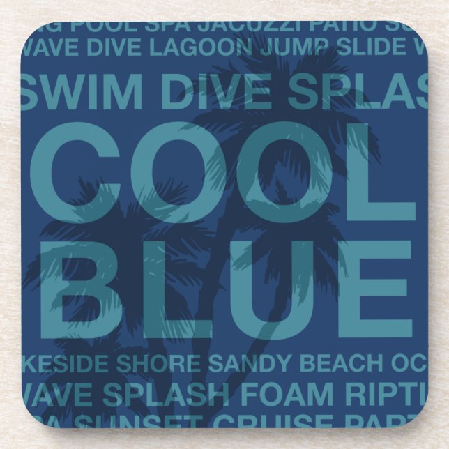 Summer Words Poolside und Palmen Tree Untersetzer (Vorderseite)