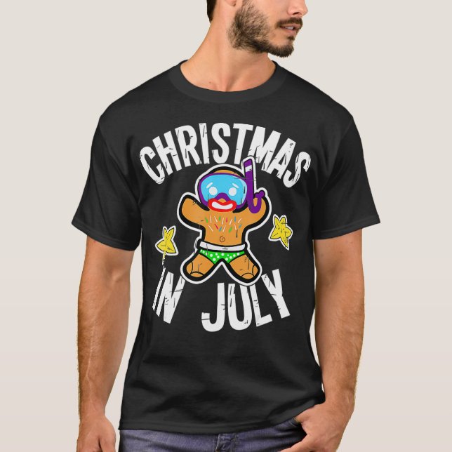 Summer Xmas Gingerbrei Man Schnorchel zu Weihnacht T-Shirt (Vorderseite)