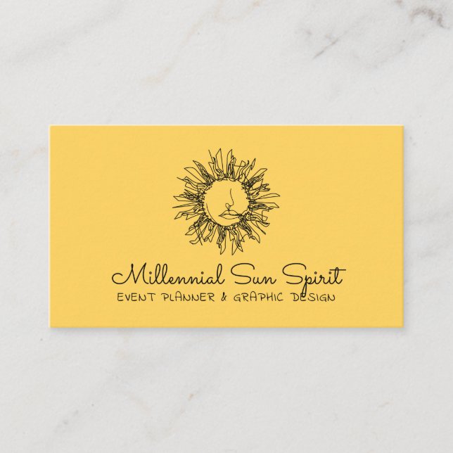 Summer Yellow Abstrakt Spiritual Celestial Sun Visitenkarte (Vorderseite)
