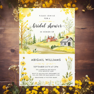 Summer Yellow Floral Country Zuhause Brautparty Einladung