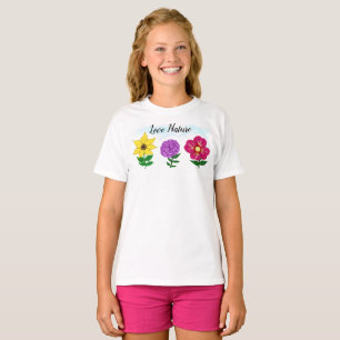 Summer Yellow Lila Pink Blume T-Shirt
