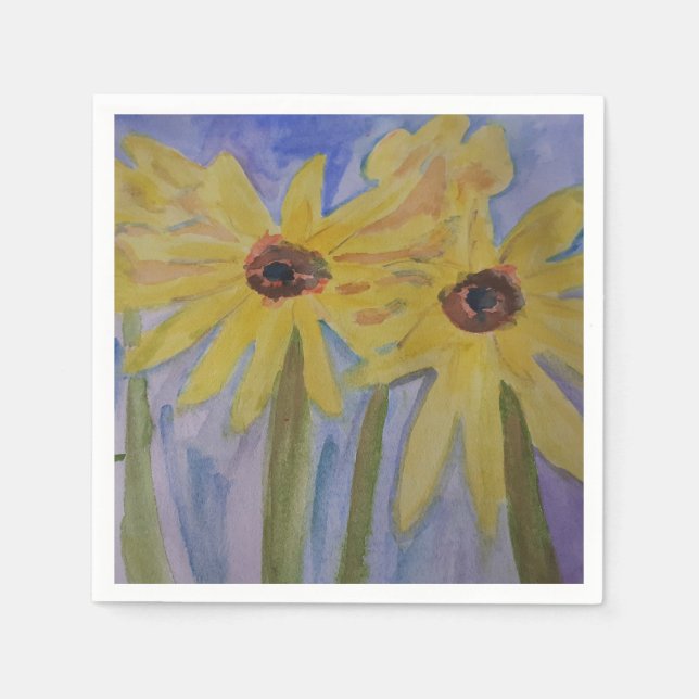 Summer Yellow Sunbllower Paper Napkin Serviette (Vorderseite)