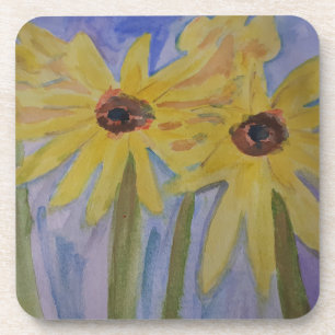 Summer Yellow Sunflowers Hard Plastic Coaster Getränkeuntersetzer