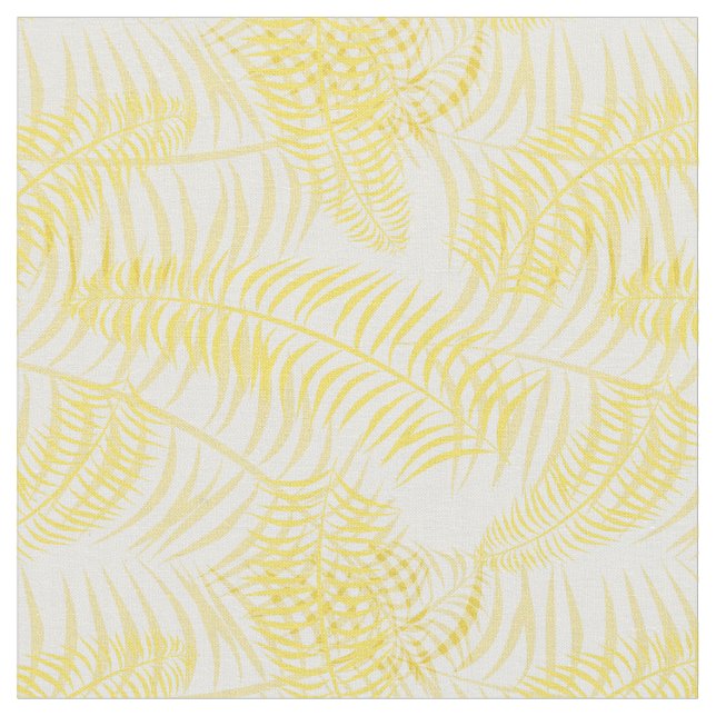 Summer Yellow White Palme Print Stoff (Nahaufnahme)