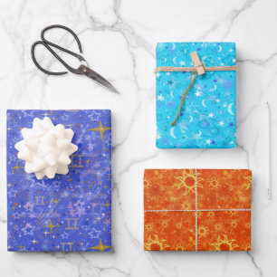 Summer Zodiac Trio Gemini Cancer Leo Geschenkpapier Set