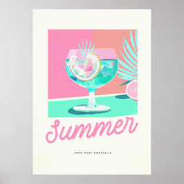 Summer Zuhause Made Cocktails Retro Poster