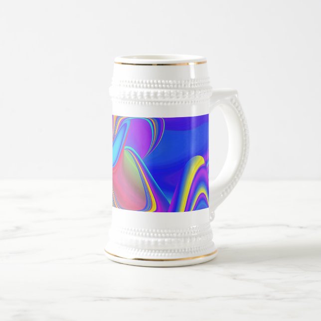 Summerfeeling , Abstrakt 3D Rainbowart Bierglas (VorderseiteRechts)