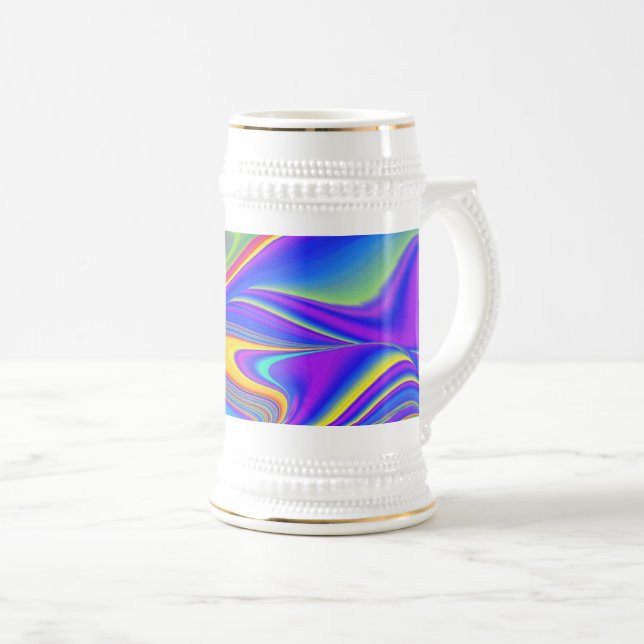 Summerfeeling , Abstrakt 3D Rainbowart Bierglas (VorderseiteRechts)