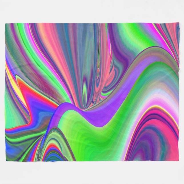 Summerfeeling , Abstrakt 3D Rainbowart Fleecedecke (Vorderseite (Horizontal))