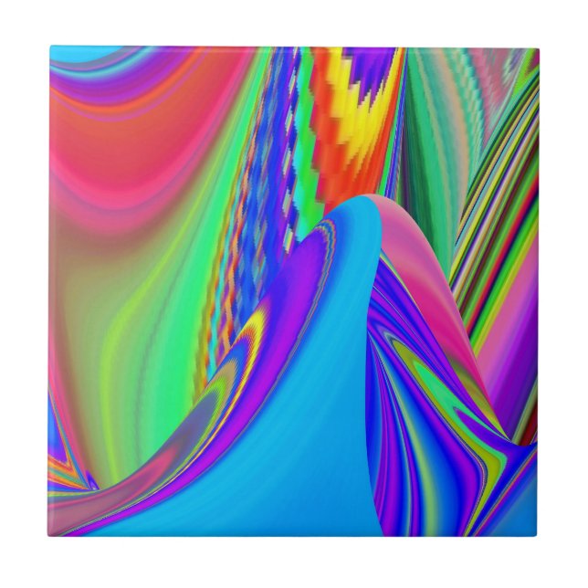 Summerfeeling , Abstrakt 3D Rainbowart Fliese (Vorderseite)