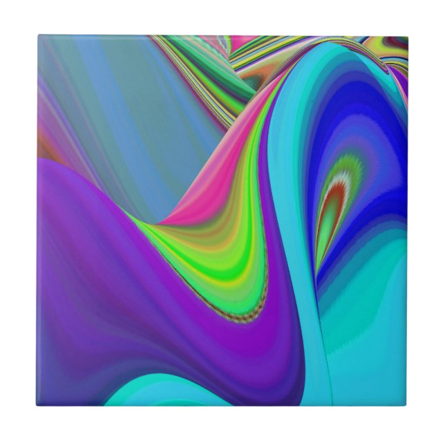 Summerfeeling , Abstrakt 3D Rainbowart Fliese (Vorderseite)