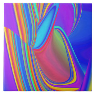Summerfeeling , Abstrakt 3D Rainbowart Fliese