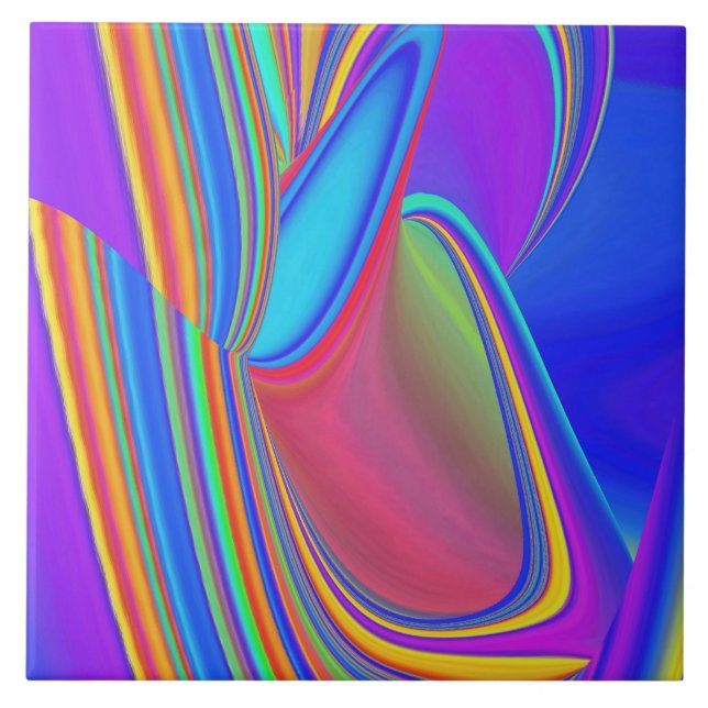 Summerfeeling , Abstrakt 3D Rainbowart Fliese (Vorderseite)