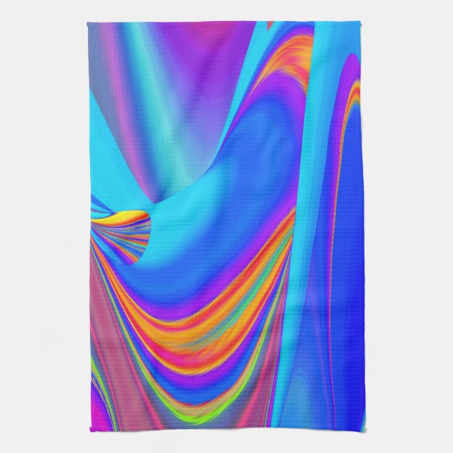 Summerfeeling , Abstrakt 3D Rainbowart Geschirrtuch (Vertikal)