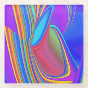 Summerfeeling , Abstrakt 3D Rainbowart Glasuntersetzer