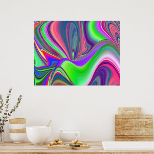 Summerfeeling , Abstrakt 3D Rainbowart Poster