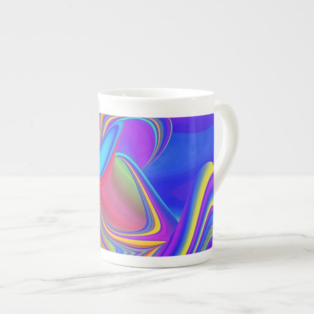 Summerfeeling , Abstrakt 3D Rainbowart Prozellantasse (Vorderseite Rechts)