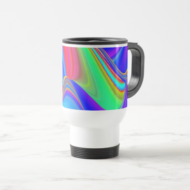 Summerfeeling , Abstrakt 3D Rainbowart Reisebecher (VorderseiteRechts)
