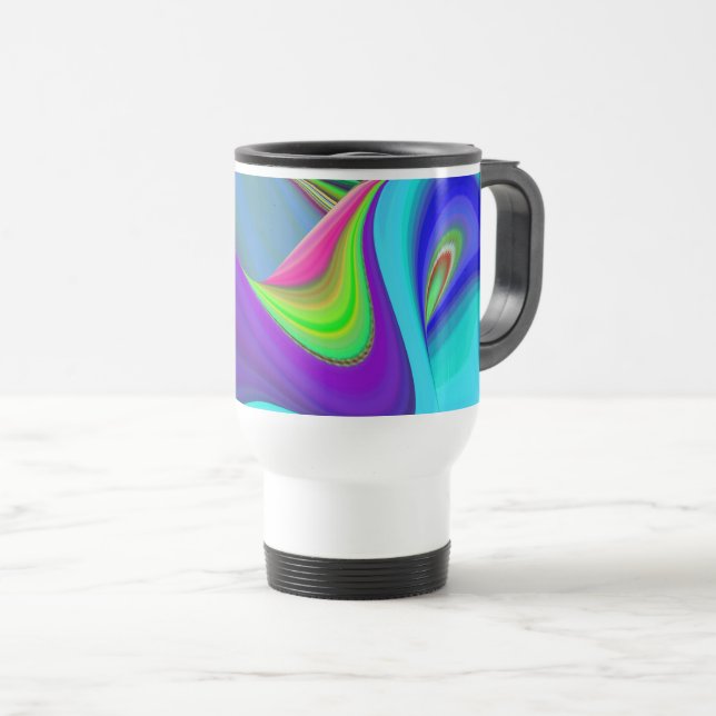 Summerfeeling , Abstrakt 3D Rainbowart Reisebecher (VorderseiteRechts)