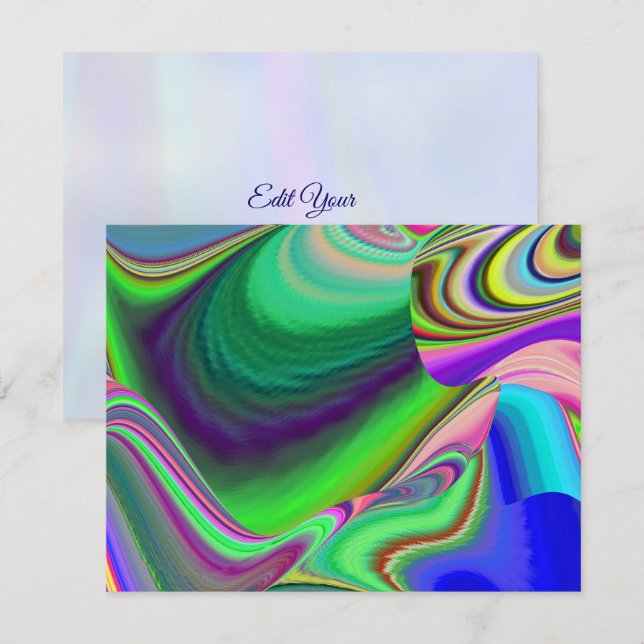 Summerfeeling , Abstrakt 3D Rainbowart RSVP Karte (Vorne/Hinten)