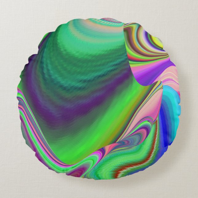 Summerfeeling , Abstrakt 3D Rainbowart Rundes Kissen (Vorderseite)