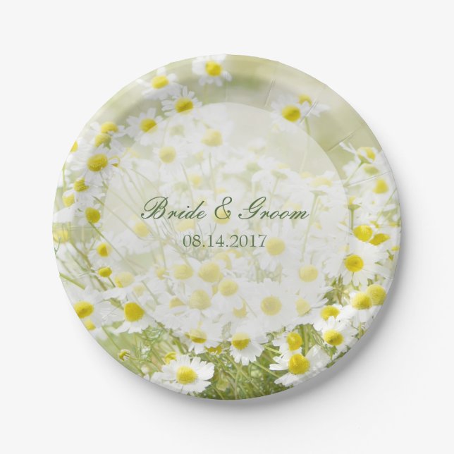 Summerfield Daisies Chamomile Blume Floral Wedding Pappteller (Vorderseite)