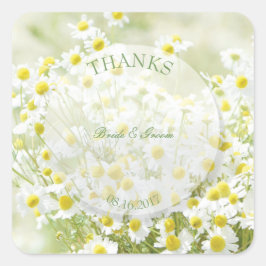 Summerfield Daisies Chamomile Blume Wedding Danke Quadratischer Aufkleber